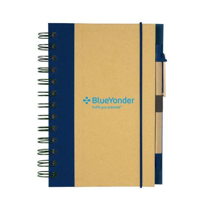 Custom Eco-inspired Hardcover Notebook And Pen - Blue