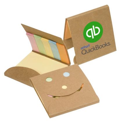 Custom Eco Inspired Smiley Face Sticky Note Pack - Open