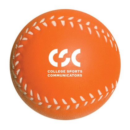 Custom Baseball Stress Reliever - Orange with white