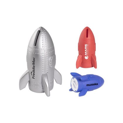 Custom Rocket-Shaped Money Bank - Colors