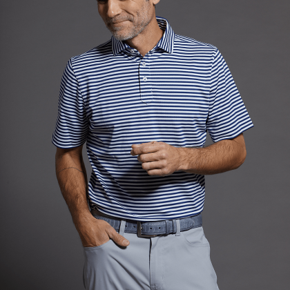 Custom STITCH Club Stripe Polo Shirt - Men's - Navy