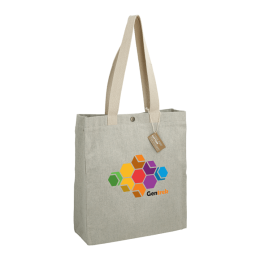 Custom Repose 10oz Recycled Cotton Box Tote with Snap - Gray