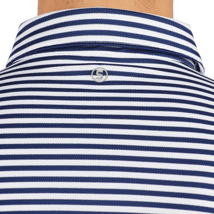 Custom STITCH Club Stripe Polo Shirt - Men's - Navy - Stitch Logo