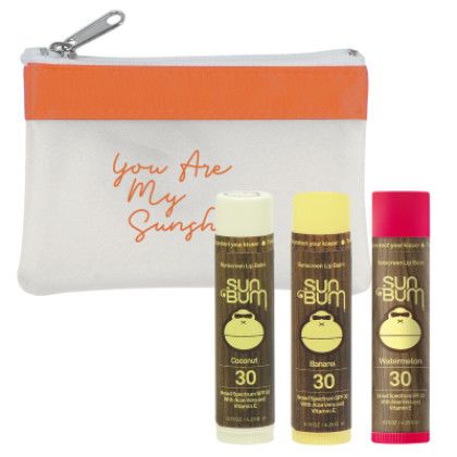 Custom Sun Bum 3-pc Lip Balm Kit - Frost White with Orange