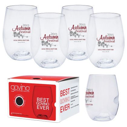 Custom Dishwasher Safe Govino 16 oz Wine Glass - 4 Pack