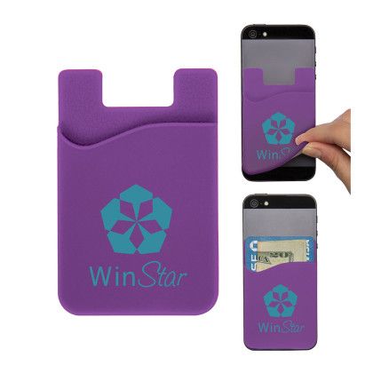 Imprinted Cell Phone Card Holder - Purple