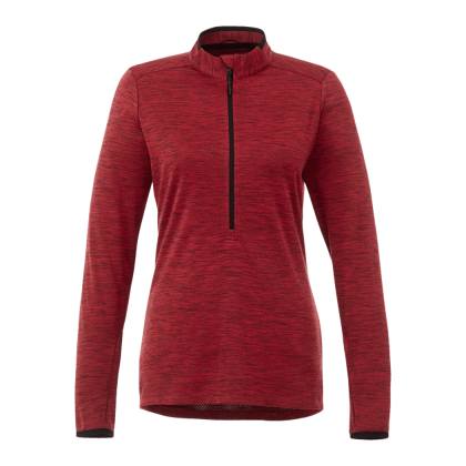 Custom Women's Mather Performance Knit Half Zip with Thumb Holes - Red Heather