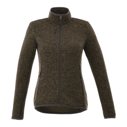 Custom Women's Tremblant Sweater Knit Full Zip Jacket with Thumb Holes - Loden Heather