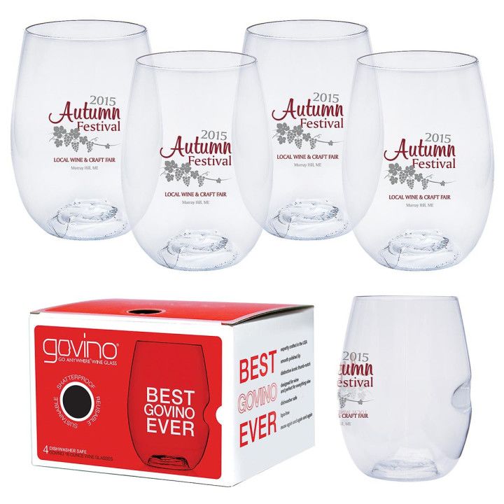 Custom Dishwasher Safe Govino 16 oz Wine Glass 4 Pack