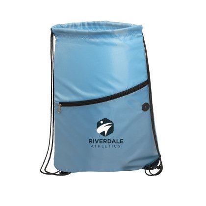 Printed Incline Drawstring Backpack with Zipper - Carolina blue Printed Incline Drawstring Backpack with Zipper - Carolina blue
