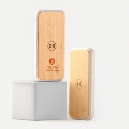 Custom Wireless Quick Charging Bamboo Power Bank