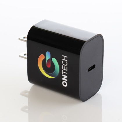 Custom Type C Flat Wall Charger - Black