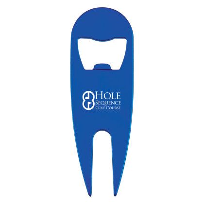 Custom Divot Tool With Bottle Opener - Blue