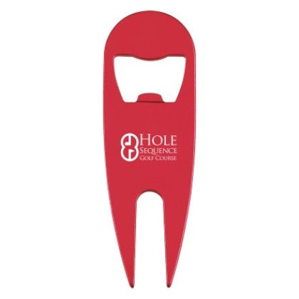 Custom Divot Tool With Bottle Opener - Red Custom Divot Tool With Bottle Opener - Red