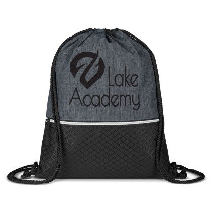 Custom Crosshatch Heather Drawstring Backpack - Heather Dark Gray