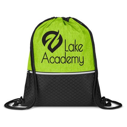Custom Crosshatch Heather Drawstring Backpack - Heather Lime Green