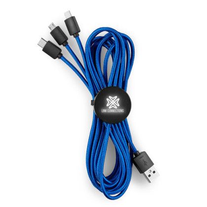 Custom Light-Up-Your-Logo 10 Foot 2-in-1 Cable - Reflex Blue