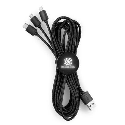 Custom Light-Up-Your-Logo 10 Foot 2-in-1 Cable - Black