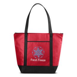 Custom Medium Size Non-Woven Cooler Tote Bag - Red