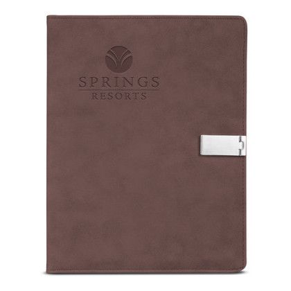 Custom Leeman Nuba Refillable Journal With Phone Stand - Brown