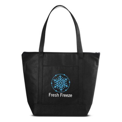 Custom Medium Size Non-Woven Cooler Tote Bag - Black