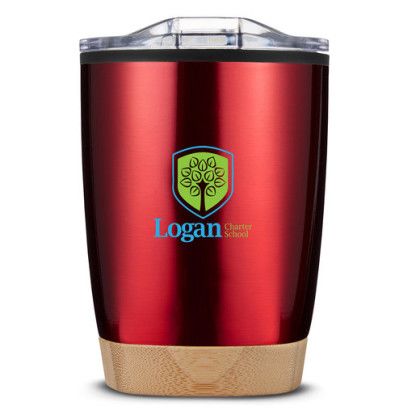 Custom 12oz Symmetry Tumbler With Bamboo Base - Red