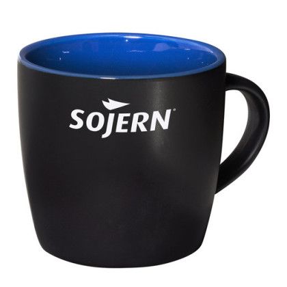 Custom 12oz Riviera Ceramic Mug - Black with Blue