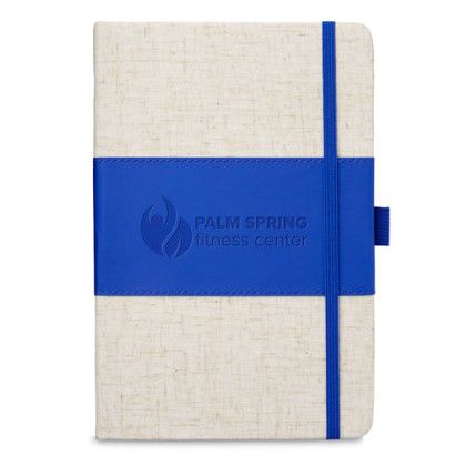 Custom Soft Cover Pu And Heathered Fabric Journal - Blue