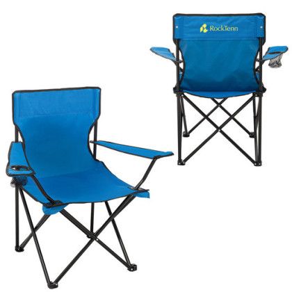 Custom Folding Captains Camping Chair - Reflex Blue