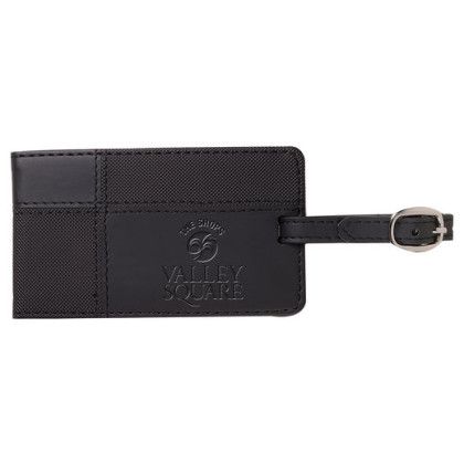 Custom Leeman Tuscany Duo-Textured Luggage Tag - Black