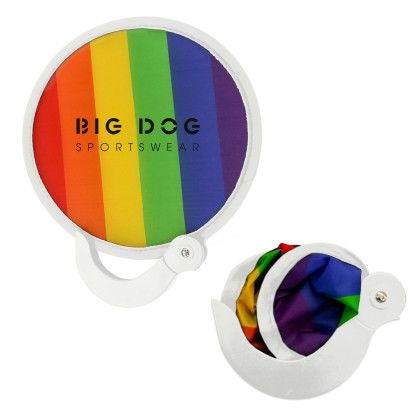 Promo Rainbow Collapsible Fan with White Trim