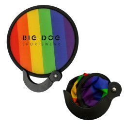 Promo Rainbow Collapsible Fan with Black Trim