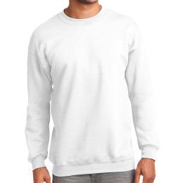 Custom Port & Company Essential White Fleece Crewneck Sweatshirt