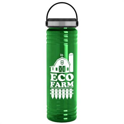 Custom 24 Oz. Slim Fit UpCycle RPET Bottles With EZ Grip Lid - Transparent Green