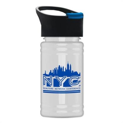 Custom UpCycle - Mini 16 Oz. RPet Sports Bottle With Pop-Up Sip Lid - Eco White with Black Lid