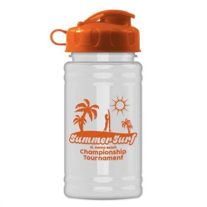 Custom UpCycle - Mini 16 Oz. RPet Sports Bottle With Flip Lid - Eco White with Orange Lid