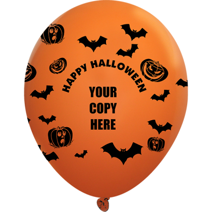 Custom 11" Crystal Latex Wrap Balloons with Logo - Happy Halloween