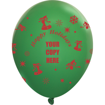 Custom 11" Crystal Latex Wrap Balloons with Logo - Happy Holidays