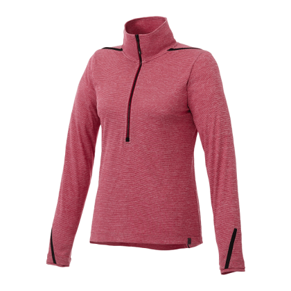 Custom Women's DEGE Eco Knit Performance Half Zip Pullover - Vintage Red Heather with Black