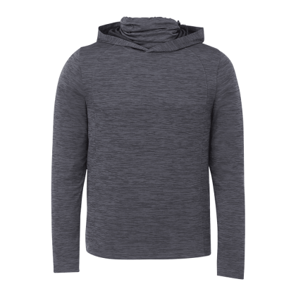 Custom Men's SIRA Eco Performance Knit Lightweight Hoodie with Neck Gaiter - Heather Dark Charcoal