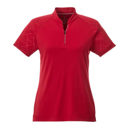 Custom Women's HAKONE Short Sleeve Zip Up Polo - Team Red Custom Women's HAKONE Short Sleeve Zip Up Polo - Team Red