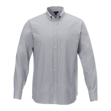 Custom Men's IRVINE Oxford Long Sleeve Button Up Shirt - Silver