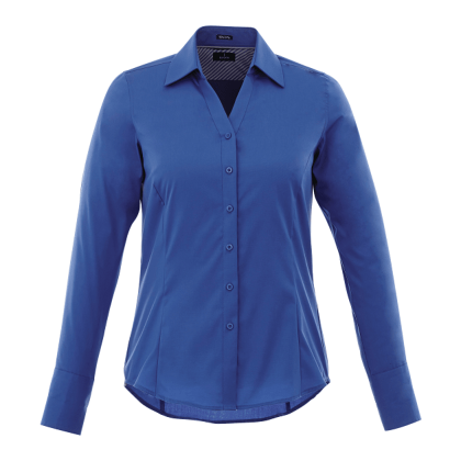 Custom Women's CROMWELL Long Sleeve Button Up Shirt - New Royal