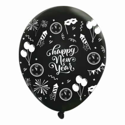 11" Metallic Latex Wrap Balloons with Logo Imprint - Happy New Year