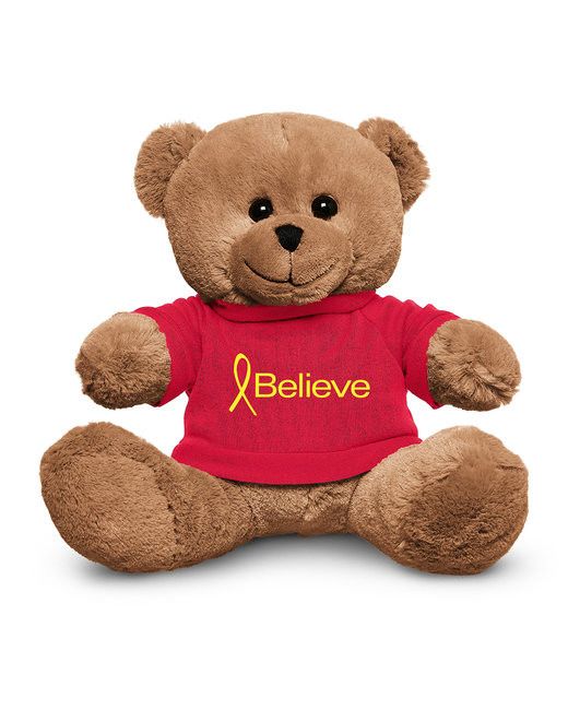 10 Inch Yellow Bear Plush Toy with Red Shirt main image 1