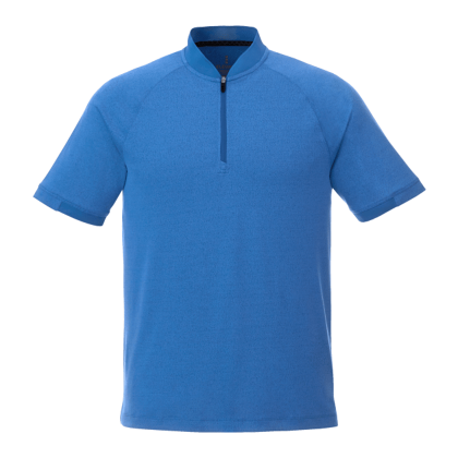 Custom Men's KINPORT Short Sleeve Zip Up Stand Collar Performance Polo - Invictus Heather