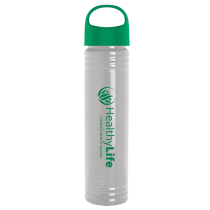 Custom 32 Oz. Adventure Bottle With Oval Crest Lid - Made With Tritan ReNew - Clear with Green Lid