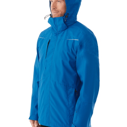 Custom Men's YAMASKA Waterproof 3-in-1 Jacket with Detachable Hood - Olympic Blue with Black - Side