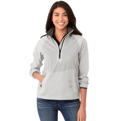 Custom Women's ODARAY 1/2 Zip Jacket  - Light Gray - Front