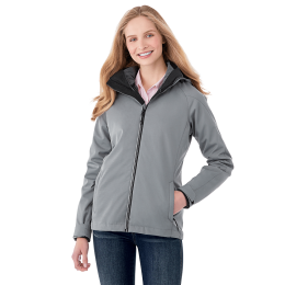 Custom Women's ARLINGTON Waterproof 3-in-1 Jacket  - Quarry with Heather Dark Charcoal - Front